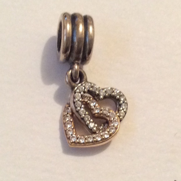 Pandora two tone dangling charm 14K gold and silver - Picture 1 of 4